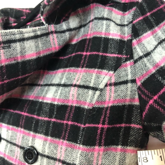 Victoria's Secret Pink Plaid jacket Coat detachable fur hood - Picture 10 of 11